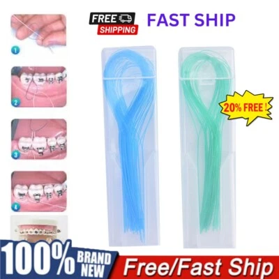 35 Pcs Dental Floss Threaders Simple Loop + Case For Braces Bridges Implants