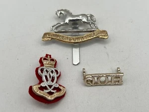 British Army Queen's Own Hussars QOH Cap Badge, Collar Badge, & Shoulder Title - Picture 1 of 9
