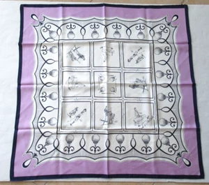 BARTH & McCALLIG Golfer Golf Pattern Square 100% Silk Scarf 36/35 Multicolor New - Picture 1 of 15