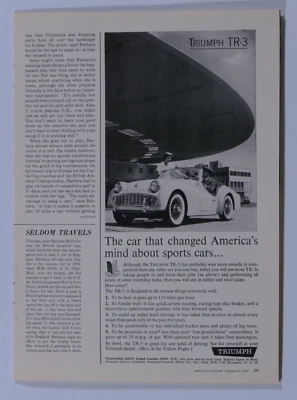 1960 Triumph TR 3 The Car That Changed America 3/4 Page Original Print Ad - Image 1 of 4