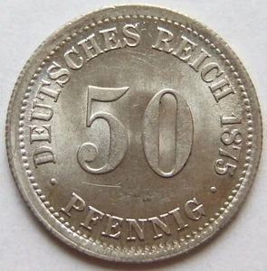 Münze Deutsches Reich Kaiserreich Silber 50 Pfennig 1875 D in fast Stempelglanz - Bild 1 von 2