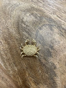 Krabbe Brosche Anstecknadel goldfarben Glitzer Muschel Maritim Ozean Leben 1" Vintage - Bild 1 von 4