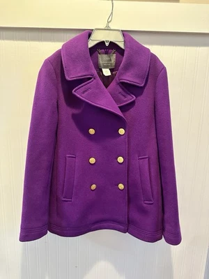 J Crew Women’s Stadium Cloth Majesty Peacoat Size 4 Purple Wool Jacket EUC!! Foto 1 de 4