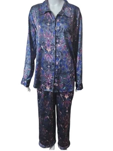 Victoria’s Secret Grey Floral Satin Pajamas Loungewear Set XL - Picture 1 of 10