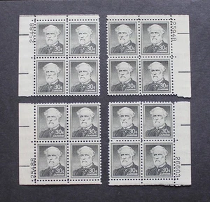 USA - 1955 SCARCE ROBERT LEE 30c PLATE # CORNERS 4 DIFF MINT BLK4 RR - Picture 1 of 2