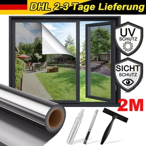 UV Folie Hitzeschutz Selbsthaftend Spiegelfolie Fenster Sonnenschutzfolie Silber - Bild 1 von 11
