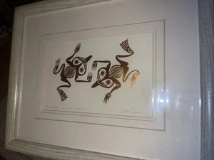Framed Haida Frog Bill Reid Copper Embossed Art New Wood Frame Wrapped - Picture 1 of 5