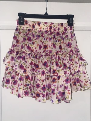 Mini Falda con Volantes Misa Los Angeles Rosa Patrón Floral Talla XS 100% Viscosa Foto 1 de 4