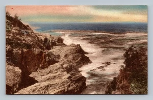 Vintage Hand Colored Postcard Ogunquit Maine Rugged Rocky Shore - Picture 1 of 2