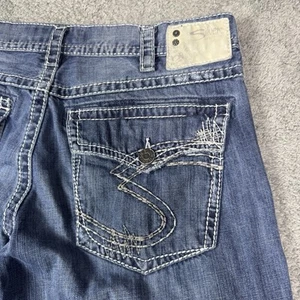 Silver Jeans Mens 38x34 Zac Flap Bootcut Relaxed Whisker Baggy Y2K Thick Stitch - Picture 1 of 14