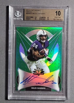 2019 Leaf Valiant Miles Sanders Green Refractor Auto /75 BGS 10 Auto 10 - Image 1 of 2