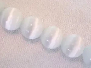 20 CUENTAS DE FIBRA ÓPTICA BLANCO COMO LA NIEVE OJO DE GATO 10 MM ~cat12 Foto 1 de 1