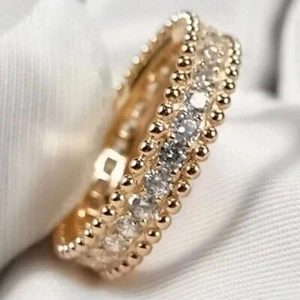 2.00 Ct Round Cut Simulated Diamond Wedding Band Ring 14K Yellow Gold Plated - Picture 1 of 4