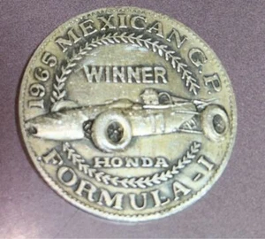 Rara medaglia vincitore originale 1965 GP messicano F1 Honda Giappone argento sterling - Foto 1 di 2