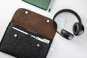 iPad Leather Felt Sleeve Pen Case iPad 9.7"/iPad Pro 11"/iPad Air 10.9" - Picture 1 of 14