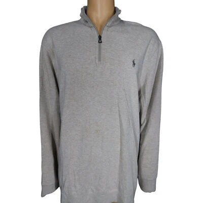 Ralph Lauren Polo 1/4 Zip Pullover Thin Sweatshirt 2XL XXL Tan Khaki Heathered - Image 1 of 4