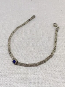 Sterling 7”Greek Key Bracelet With Lapis (12-30) - Picture 1 of 4