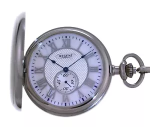 Regent Quartz Savonnette Taschenuhr mit Kette - kleine Sekunde UVP* 99,00 EUR - Picture 1 of 6