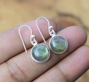 Labradorite 925 Solid Sterling Silver Gemstone Jewelry Hook Earring - Picture 1 of 4