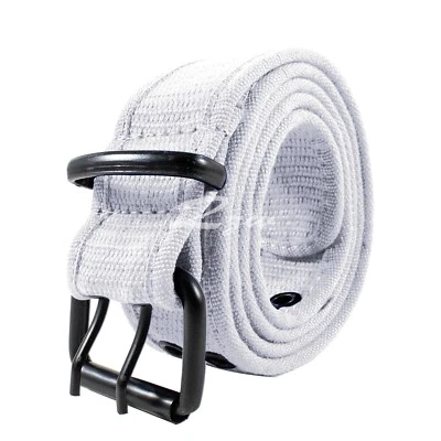 Unisex Web Belt 100% Cotton Canvas Adjustable Double Grommet Hole Military Jean - Image 1 of 2