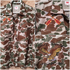 LEVI'S Camouflage Button Up Shirt Jacket Embroidered Arrow & Eagle Small 42" Ch
