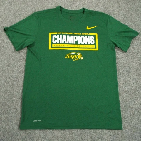 Nike 2017 NCAA Champion NDSU T-Shirt Adult Large Green Logo Bison Division 1 Cover