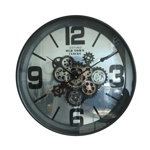 60CM Decorativo Metal Reloj de Pared y Vidrio Maquinaria Industrial Engranajes de Movimiento - Imagen 1 de 2
