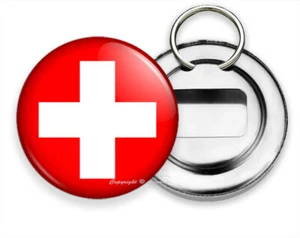 FLAG OF SWITZERLAND SWISS CROSS SYMBOL NEW BEER SODA BOTTLE OPENER KEYCHAIN GIFT - Picture 1 of 1
