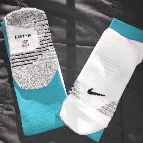 Miami Dolphins Nike Official Uniform Socks From Training Facility NEW L Tall Reg Cover