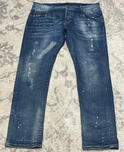 7th HVN Men blue Jeans size 38x31 Paint Design Distressed - Picture 1 of 17