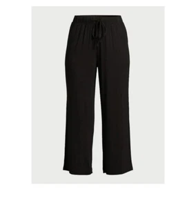 Joyspun Cropped Knit Pants in Black Soot for Leisure or Lounging Women's Plus - Picture 1 of 6