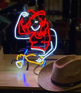 Cowgirl 19"x15" Neon Sign Light Beer Bar Wall Hanging Nightlight Visual Artwork - Picture 1 of 12