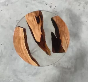 Round Clear Epoxy Resin Custom Table Handmade Table For Dinning Hall For Restro - Picture 1 of 6