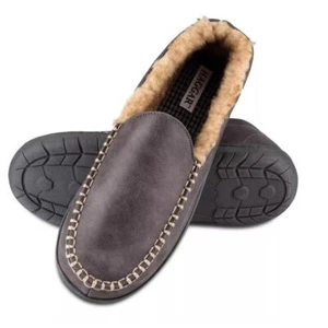 Haggar Men's Indoor/Outdoor Faux Leather Venetian Slipper Gray, XL (11-12) - Picture 1 of 2