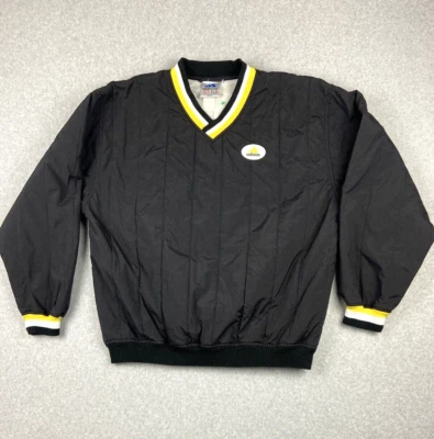 Adidas Pullover Windbreaker Men's Size Extra Large Black Quilted Lined Logo - Image 1 of 4