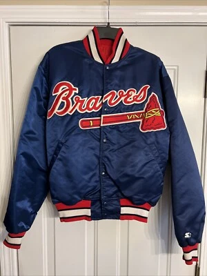 Vintage Large 90s Starter Diamond Collection Atlanta Braves MLB Satin Jacket - Image 1 of 4