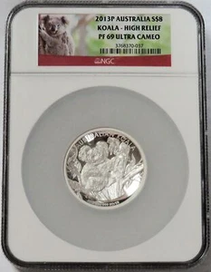 2013 P SILVER AUSTRALIA HIGH RELIEF $8 KOALA 5 OZ PROOF COIN NGC PF 69 UC - Picture 1 of 4