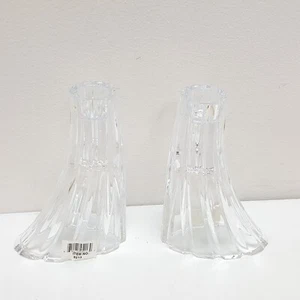 Paar Nambe Bleikristall Swoop 6" Kerzenständer Halter Made in Slovenia 5213 - Bild 1 von 12