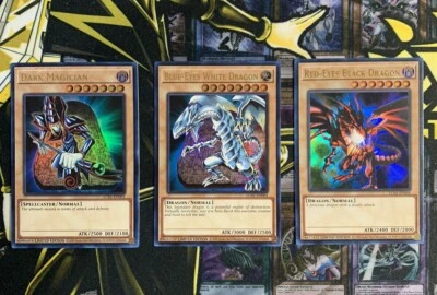 ( DARK MAGICIAN + BLUE-EYES WHITE DRAGON + RED-EYES ) Set - Ultra Rare LC01 25th - Image 1 of 4