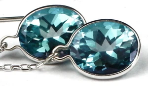 PARAIBA TOPAZ Sterling Silver Threader Earrings-Handmade • SE105 - Picture 1 of 4