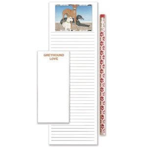 Greyhound To Do List Magnetic Shopping Pad Notepad & Pencil Gift Set - Picture 1 of 1