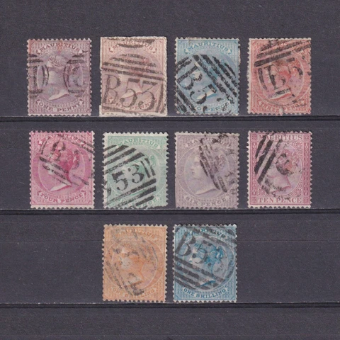 MAURITIUS 1863, SG# 56-70, CV £225, Wmk Crown CC, part set, Used Cover