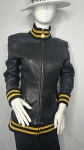 Donna Karan Jacket Signature Zip Jacket Lamb   Leather Blazer Jacket small. - Picture 1 of 8