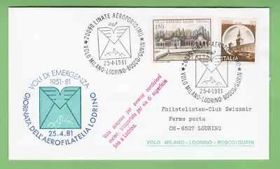 Italy Milan Lodrino Bosco/Gurin First flight cover Emergency Flight Suspended FF - Image 1 of 3