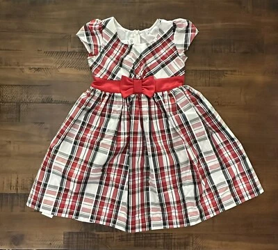 Bonnie Jean Girls Size 6 Black Red Silver Plaid Taffeta Dress EUC - Image 1 of 4