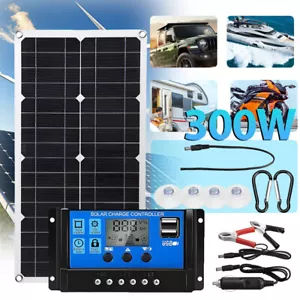300W 12V Solarpanel Solarmodul 30A Ladegerät USB Kit Für Wohnwagen Camping Boot - Bild 1 von 12