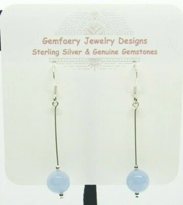 Pendientes colgantes de plata esterlina con piedras preciosas de aguamarina natural #1387... hechos a mano en EE. UU. Foto 1 de 4