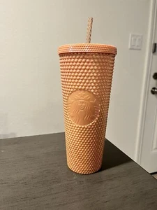Starbucks 2024 Holiday Peach Pink Iridescent Studded Cold Cup Tumbler 24oz NWT! - Picture 1 of 2
