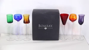 BOMBAY 6 Piece Cordial Glass Set Multi-Color / Various Shapes 1004019 NEW in Box - Picture 1 of 7