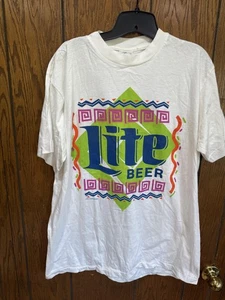 Vintage Lite Beer Shirt Mens XL Caribbean Dream Polo Grounds Bar 90s T-Shirt Tee - Picture 1 of 5